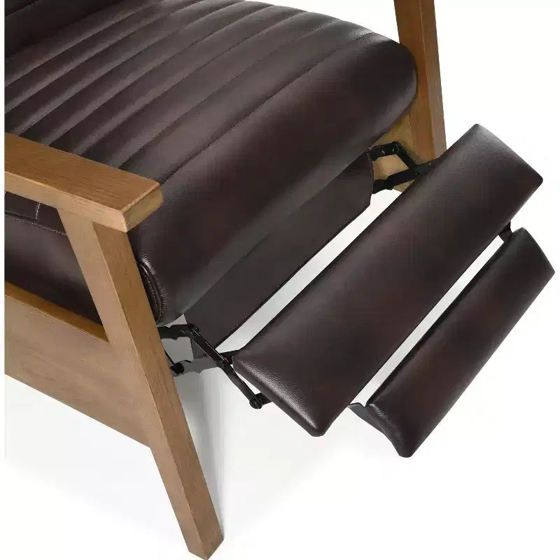 Fauteuil inclinable moderne 41,5 po en bois et similicuir avec dossier inclinable par pression