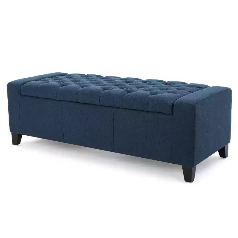 Banc de rangement capitonné avec coussin moelleux, 129 cm de large pour le salon et la chambre à coucher