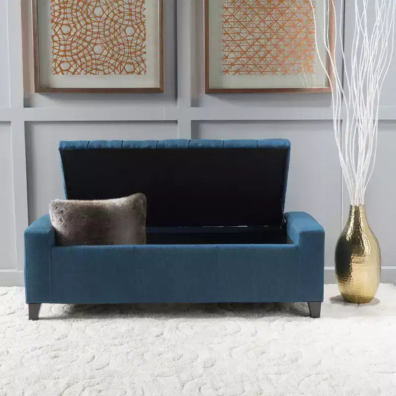 Banc de rangement capitonné avec coussin moelleux, 129 cm de large pour le salon et la chambre à coucher