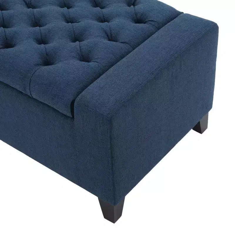 Banc de rangement capitonné avec coussin moelleux, 129 cm de large pour le salon et la chambre à coucher