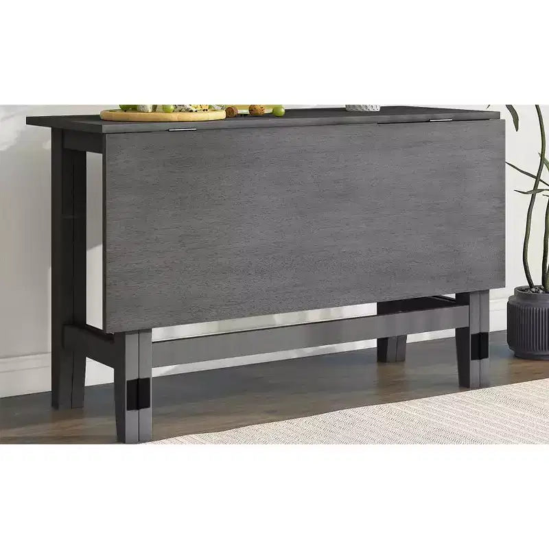Table de salle à manger à rallonge pliante de style rustique pour petits espaces, bois gris