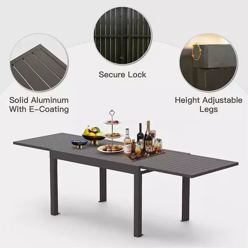 Table de salle à manger extensible en aluminium, 6 places, blanche