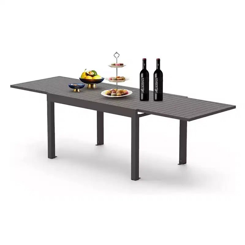 Table de salle à manger extensible en aluminium, 6 places, blanche