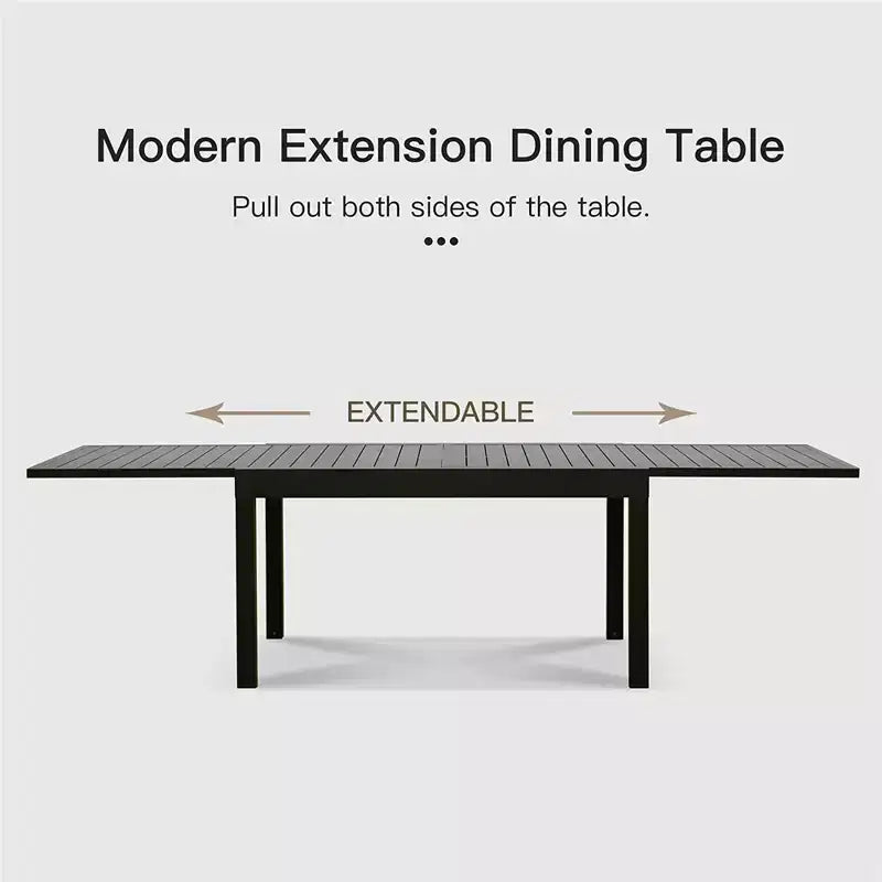 Table de salle à manger extensible en aluminium, 6 places, blanche