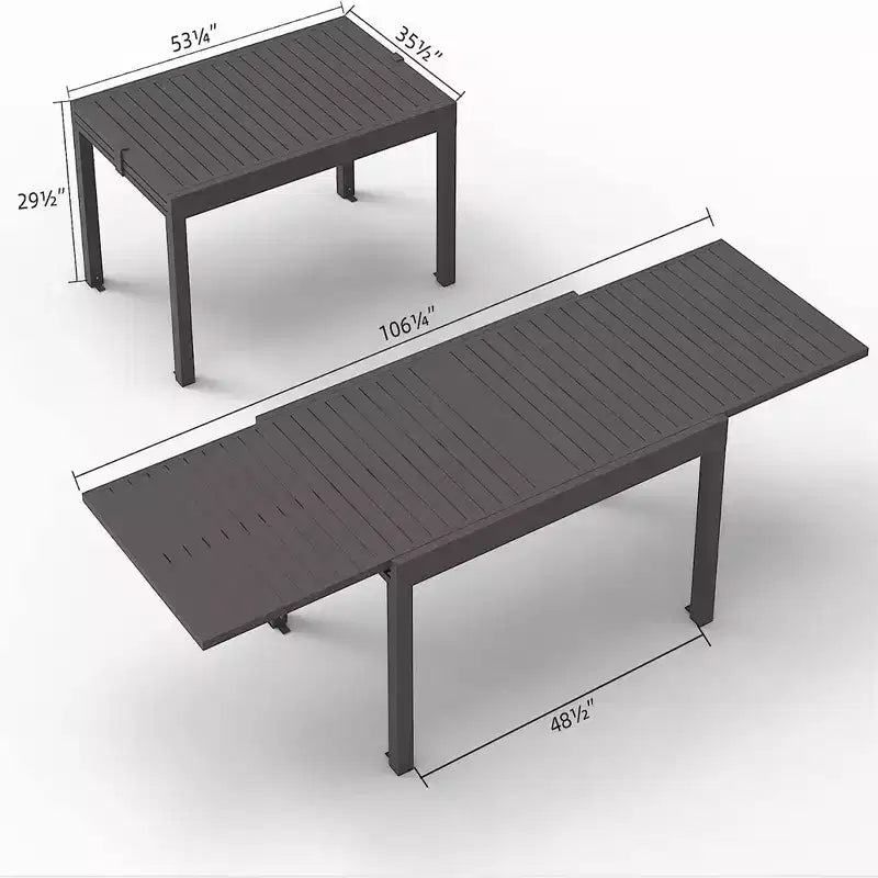 Table de salle à manger extensible en aluminium, 6 places, blanche