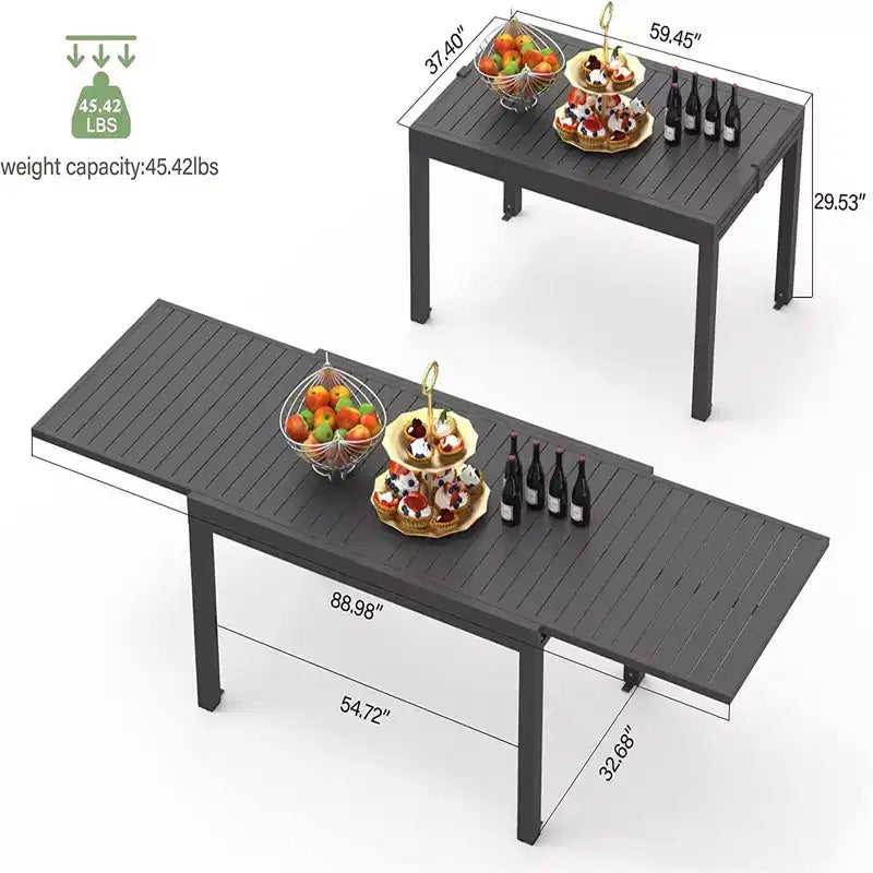 Table de salle à manger extensible en aluminium, 6 places, blanche