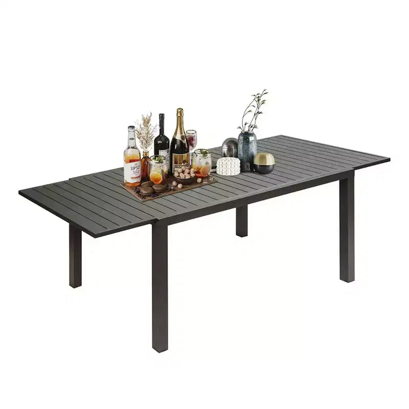 Table de salle à manger extensible en aluminium, 6 places, blanche