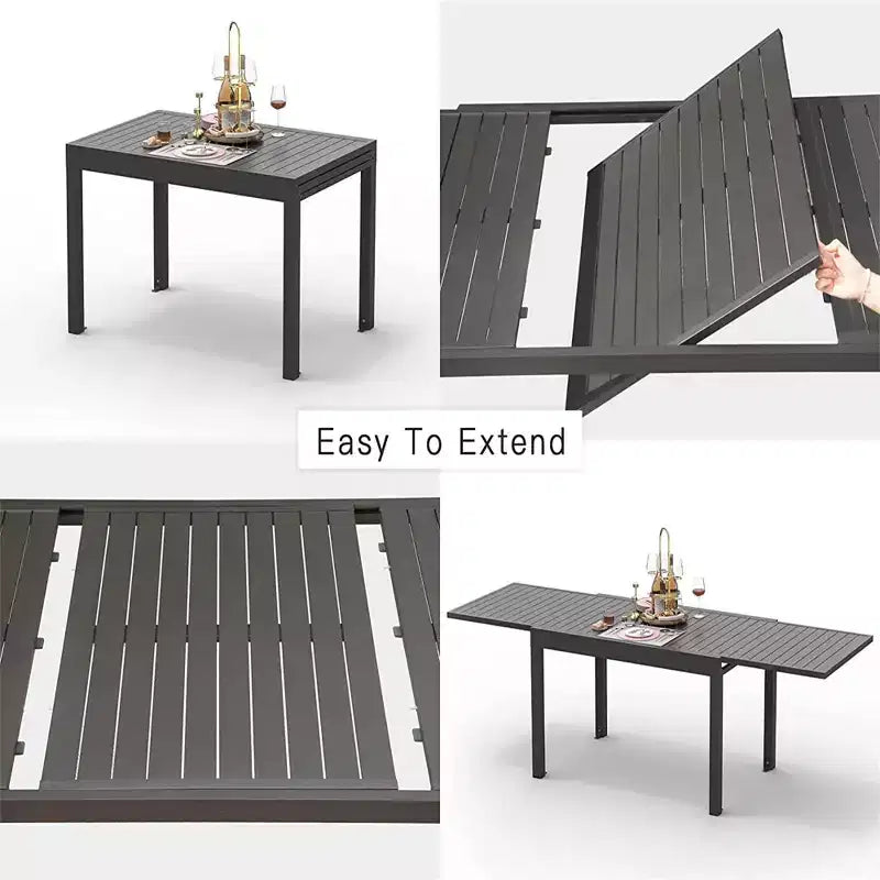 Table de salle à manger extensible en aluminium, 6 places, blanche