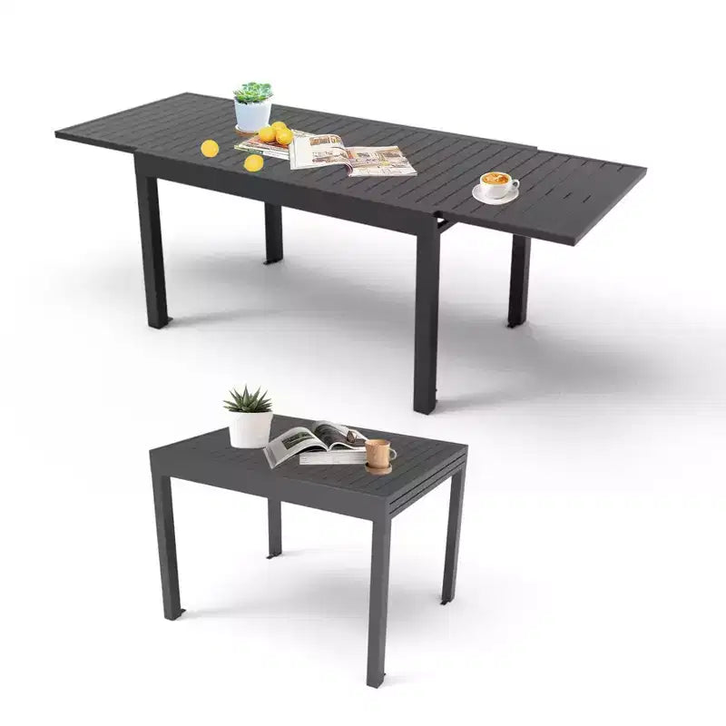 Table de salle à manger extensible en aluminium, 6 places, blanche