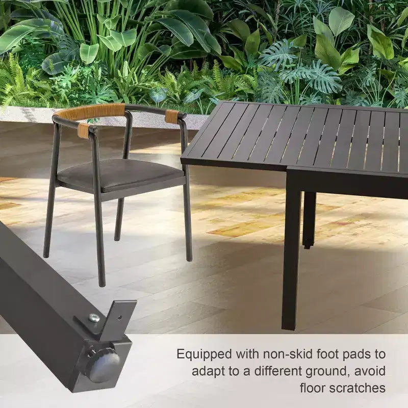 Table de salle à manger extensible en aluminium, 6 places, blanche