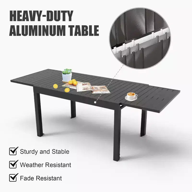 Table de salle à manger extensible en aluminium, 6 places, blanche
