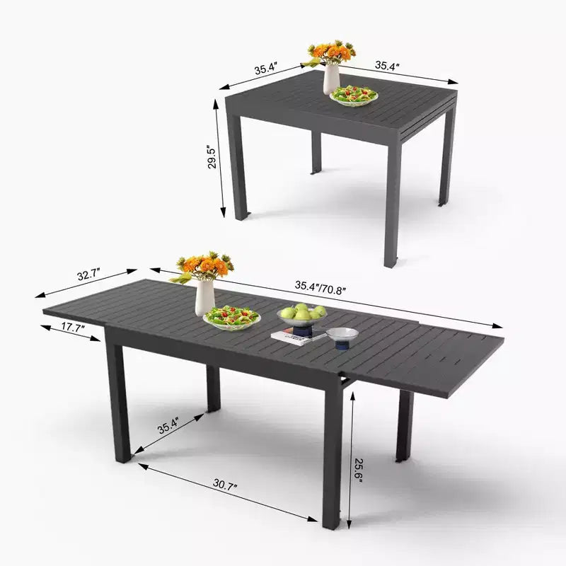 Table de salle à manger extensible en aluminium, 6 places, blanche