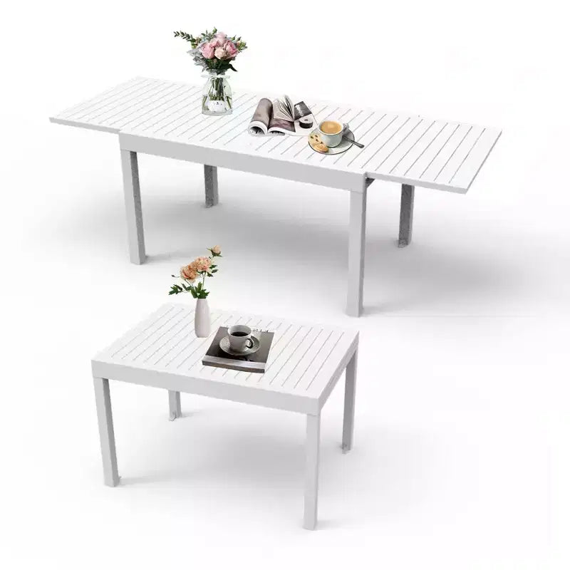 Table de salle à manger extensible en aluminium, 6 places, blanche