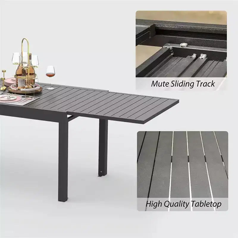 Table de salle à manger extensible en aluminium, 6 places, blanche