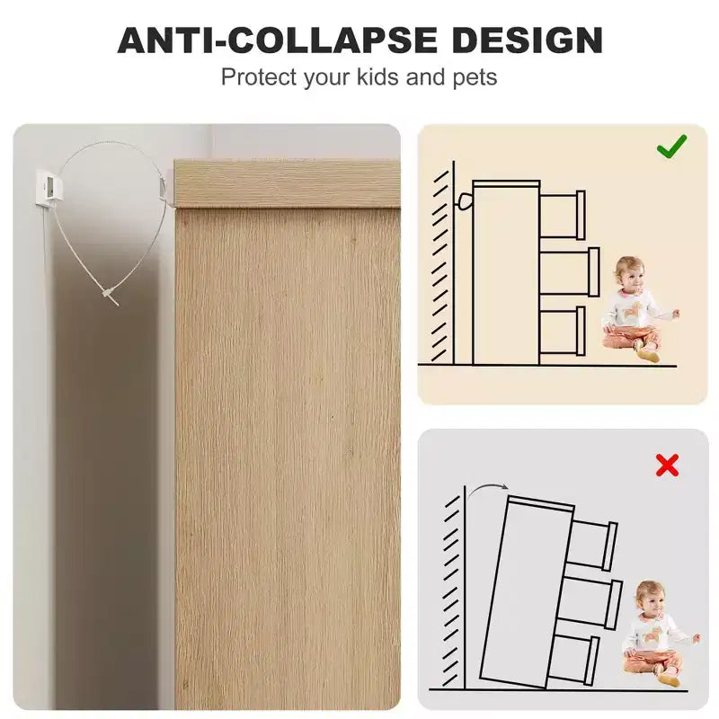 Commode double à 6 tiroirs en bois naturel avec poignées encastrées pour chambre à coucher ou salon