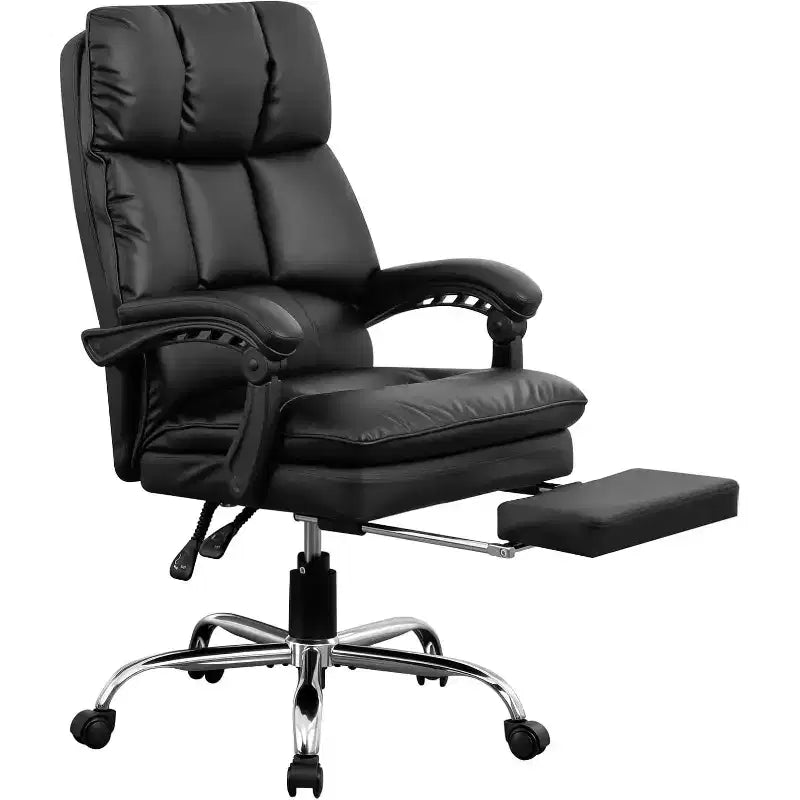 Chaise de bureau avec appui-tête et support lombaire réglables, accoudoirs réversibles, en polyuréthane, pour bureau à domicile, étude ou lieu de travail