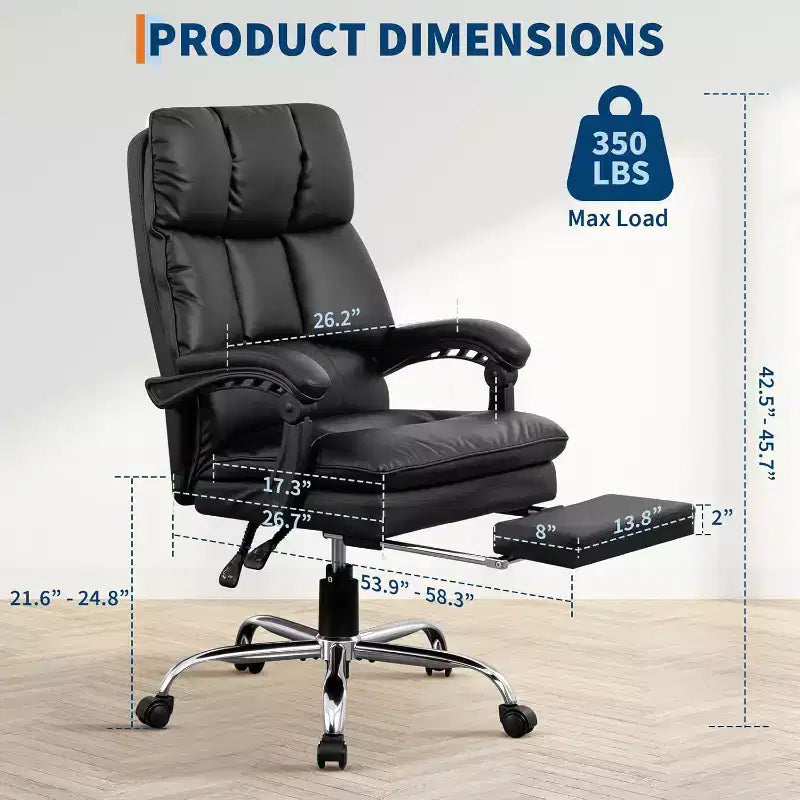 Chaise de bureau avec appui-tête et support lombaire réglables, accoudoirs réversibles, en polyuréthane, pour bureau à domicile, étude ou lieu de travail