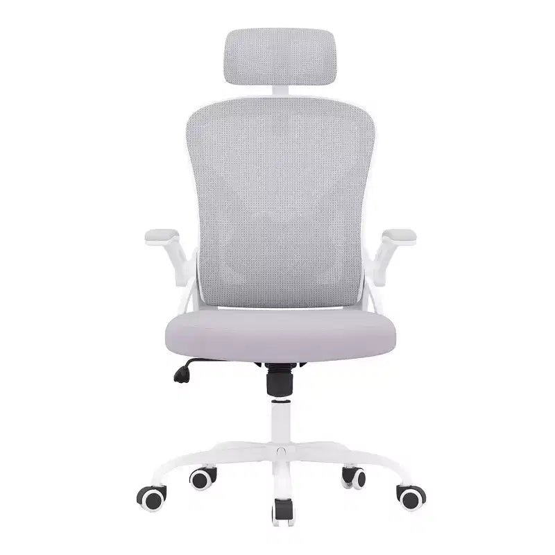 Chaise de bureau ergonomique avec appui-tête, accoudoirs relevables et support lombaire réglable (gris)