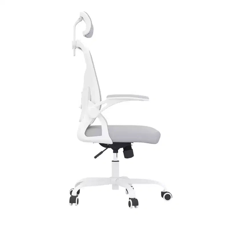 Chaise de bureau ergonomique avec appui-tête, accoudoirs relevables et support lombaire réglable (gris)