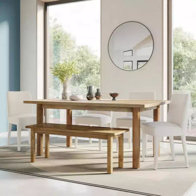 Banc de salle à manger rustique en bois de manguier massif 50", marron doré