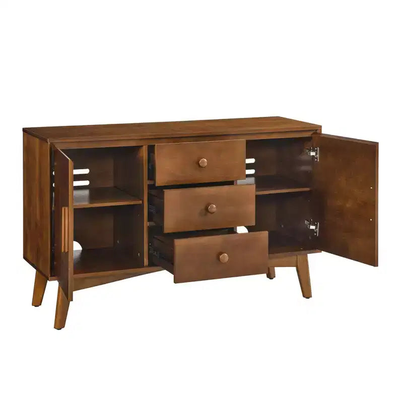 Buffet de 47 po avec 2 portes et 3 tiroirs, meuble console d'appoint pour la cuisine, la salle à manger, le salon, Noyer