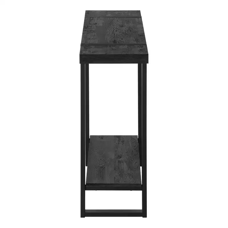 Console en bois noir et métal vieilli avec étagère, 47 pouces