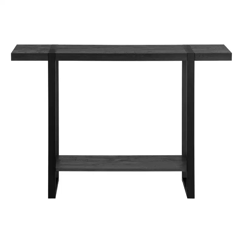 Console en bois noir et métal vieilli avec étagère, 47 pouces