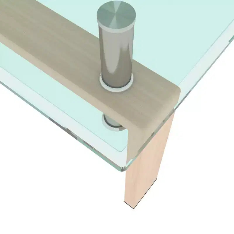 Table basse rectangulaire moderne en verre trempé et fer avec étagère ouverte
