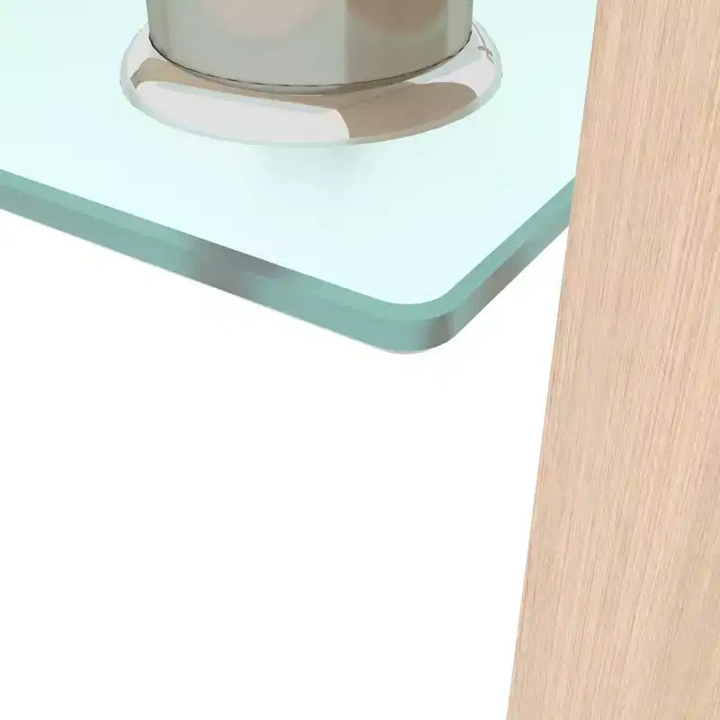 Table basse rectangulaire moderne en verre trempé et fer avec étagère ouverte