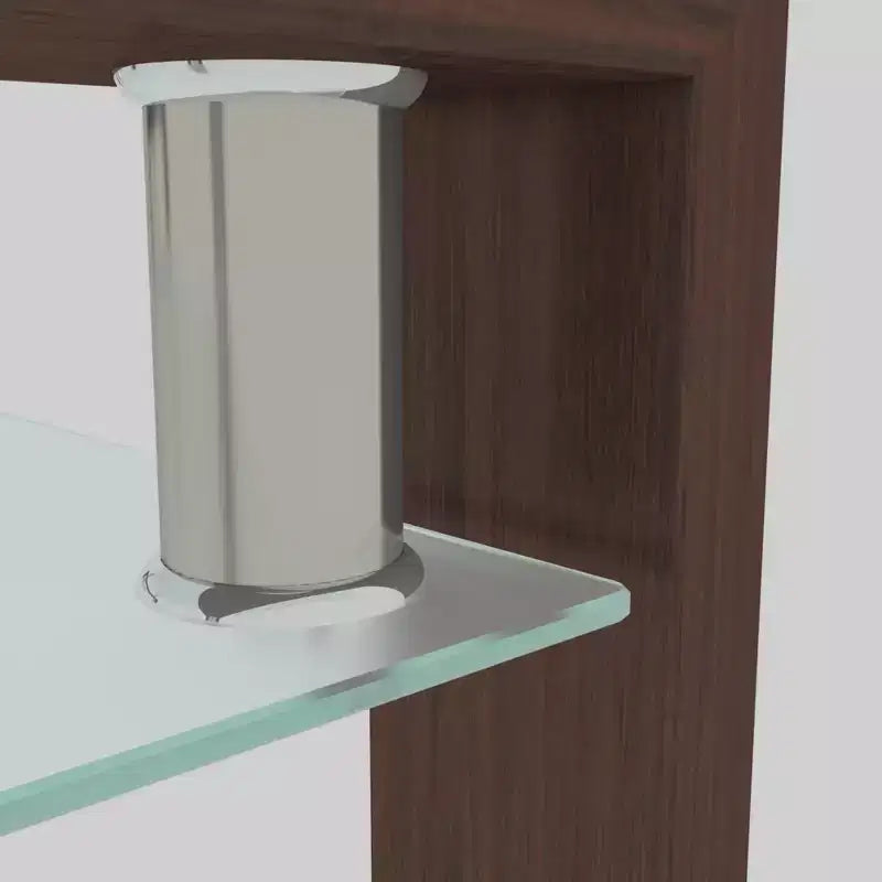 Table basse rectangulaire moderne en verre trempé et fer avec étagère ouverte