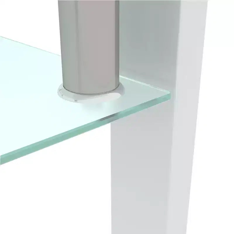 Table basse rectangulaire moderne en verre trempé et fer avec étagère ouverte