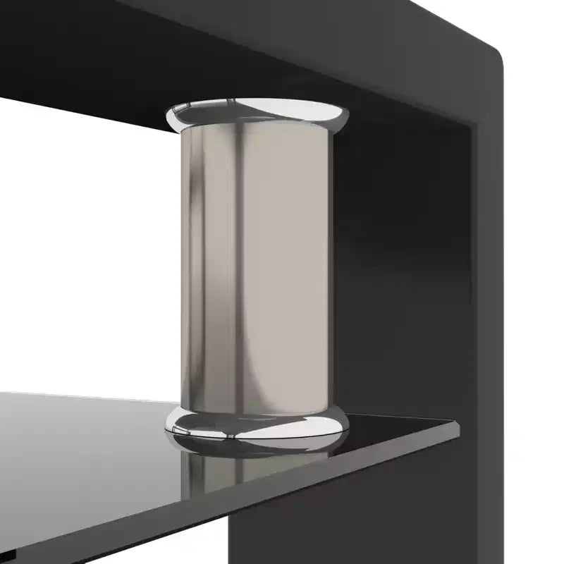 Table basse rectangulaire moderne en verre trempé et fer avec étagère ouverte