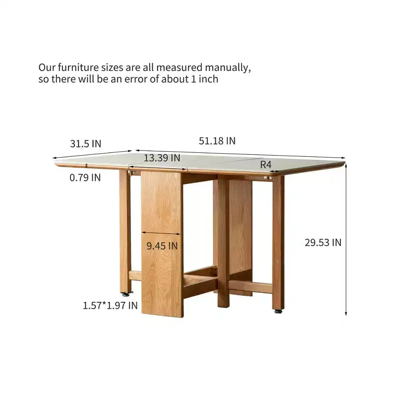 Table à manger extensible moderne avec pieds en chêne massif et plateau en pierre, pour 4 à 6 personnes
