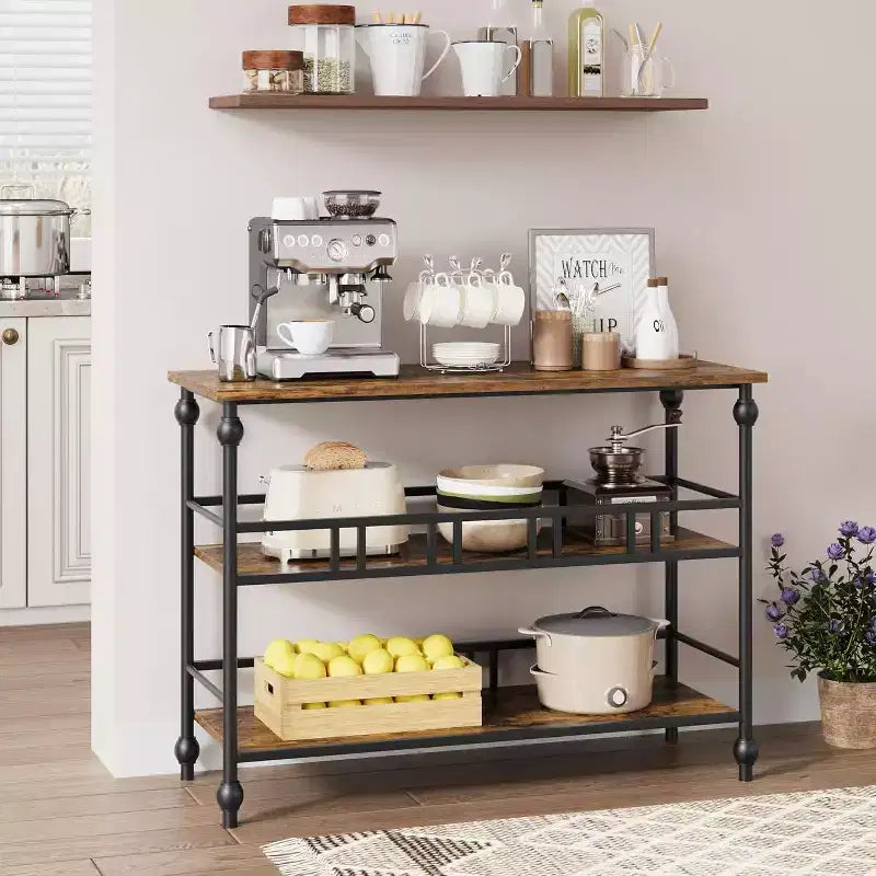 Console de table d'entrée de ferme de 43 po avec rangement ouvert à 3 niveaux, table de canapé étroite pour le couloir et le salon
