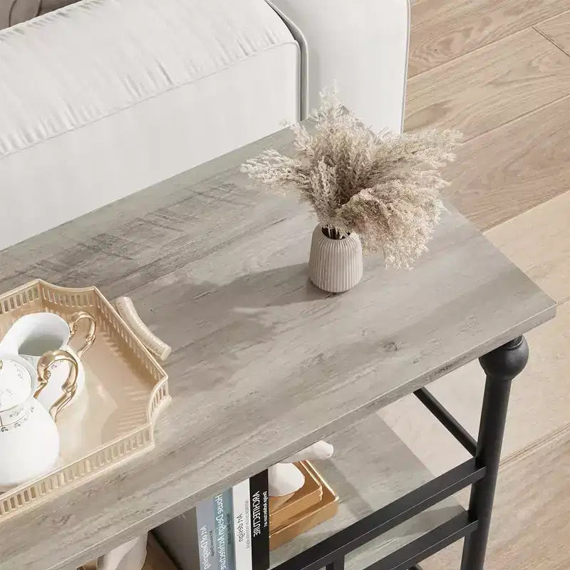Console de table d'entrée de ferme de 43 po avec rangement ouvert à 3 niveaux, table de canapé étroite pour le couloir et le salon