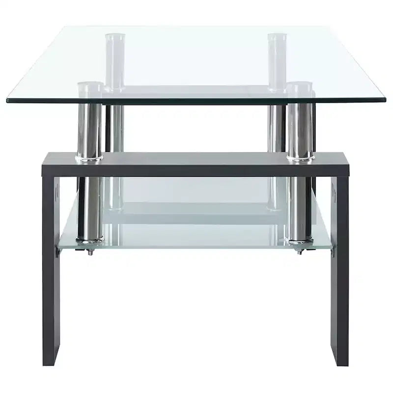 Table basse, verre trempé gris et transparent et mélaminé