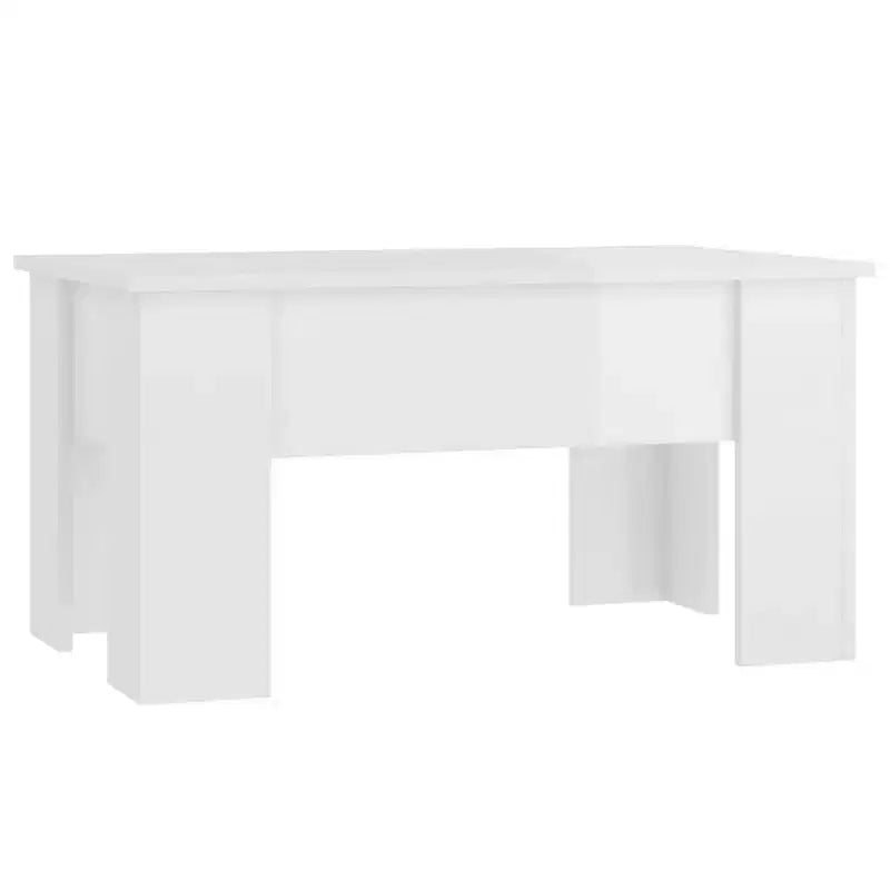 Table Basse relevable, Blanc Brillant, Bois Composite, Taille Moyenne