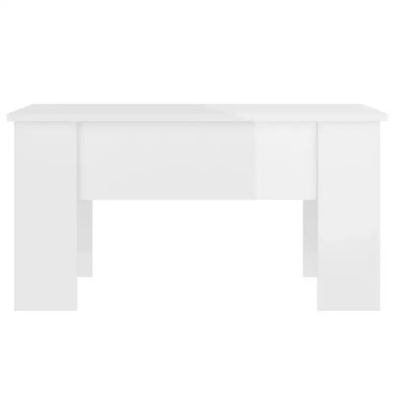 Table Basse relevable, Blanc Brillant, Bois Composite, Taille Moyenne