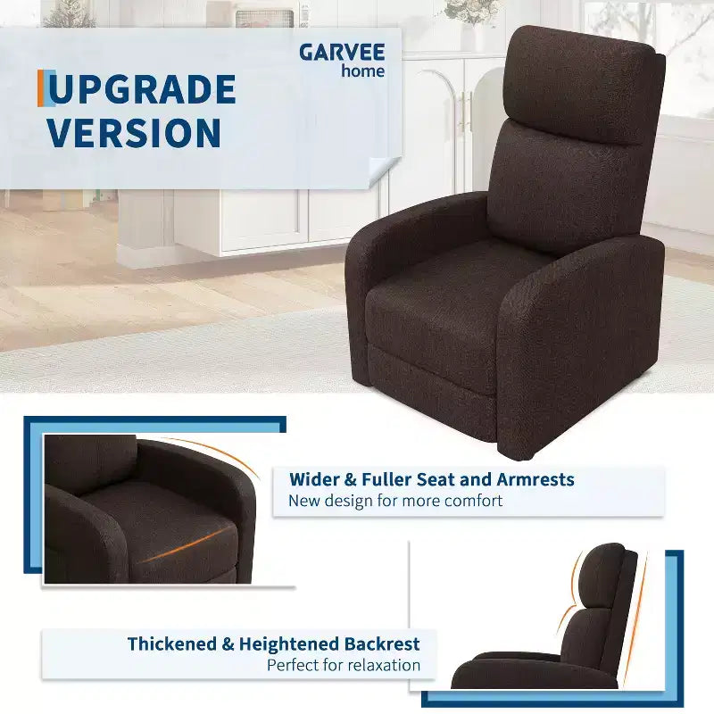 Fauteuil Inclinable Paresseux Monoplace, Réglable de 90° à 160°, Poche Latérale, Accoudoirs Larges et Assise Rembourrée