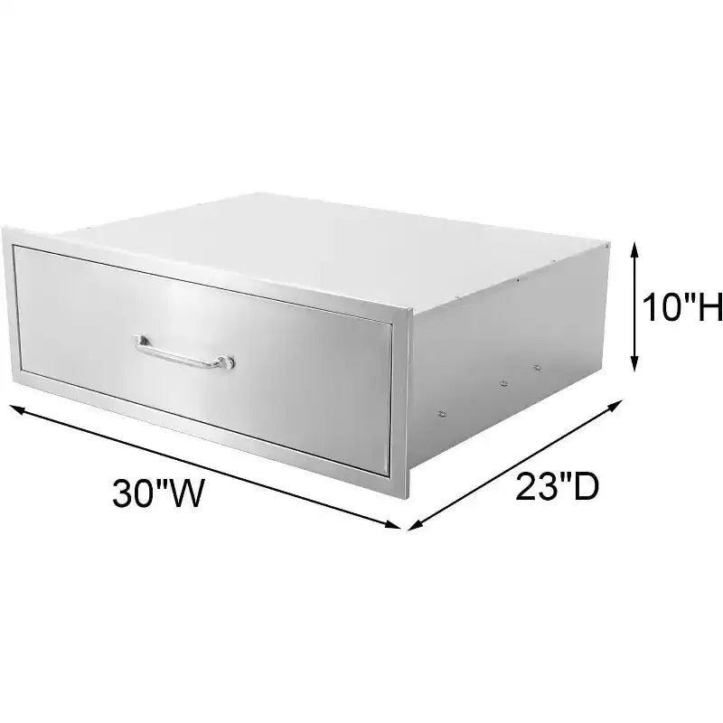Tiroir de cuisine extérieure 76 cm l. x 58 cm H. x 25 cm P., double tiroir encastrable en acier inoxydable pour îlot de cuisine extérieure et barbecue de terrasse