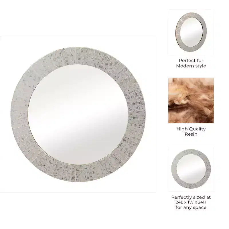 Miroir rond avec cadre texturé, finition métallique dorée, style moderne pour la décoration murale de la maison, du bureau, de la chambre ou du salon