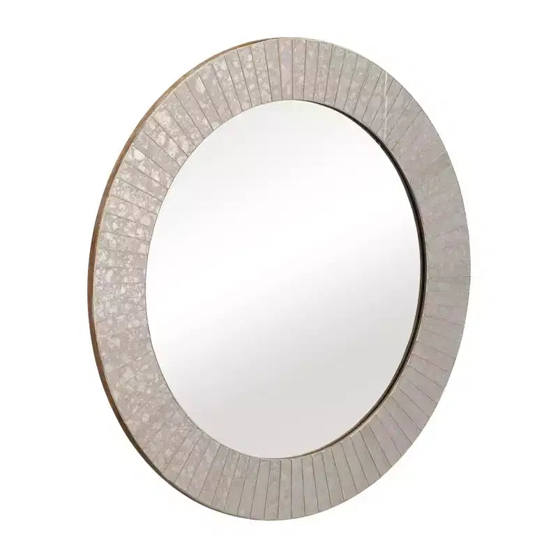 Miroir rond avec cadre texturé, finition métallique dorée, style moderne pour la décoration murale de la maison, du bureau, de la chambre ou du salon