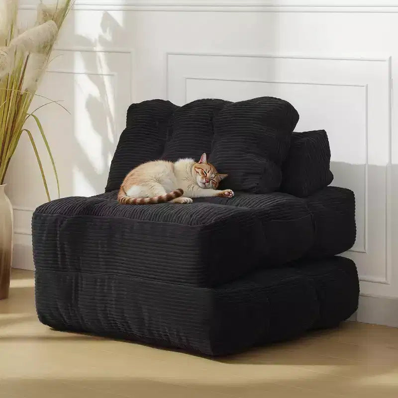 Canapé-lit convertible pliant 3 en 1 avec oreiller, matelas pliable avec support dorsal, fauteuil de couchage portable pour salon