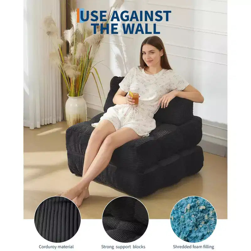 Canapé-lit convertible pliant 3 en 1 avec oreiller, matelas pliable avec support dorsal, fauteuil de couchage portable pour salon