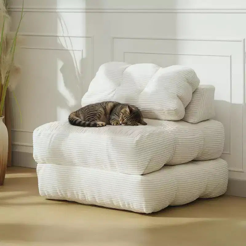 Canapé-lit convertible pliant 3 en 1 avec oreiller, matelas pliable avec support dorsal, fauteuil de couchage portable pour salon