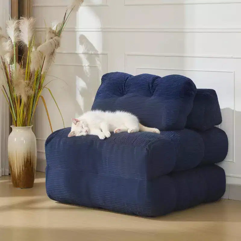 Canapé-lit convertible pliant 3 en 1 avec oreiller, matelas pliable avec support dorsal, fauteuil de couchage portable pour salon