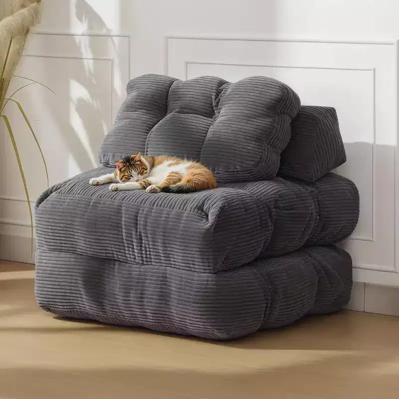 Canapé-lit convertible pliant 3 en 1 avec oreiller, matelas pliable avec support dorsal, fauteuil de couchage portable pour salon