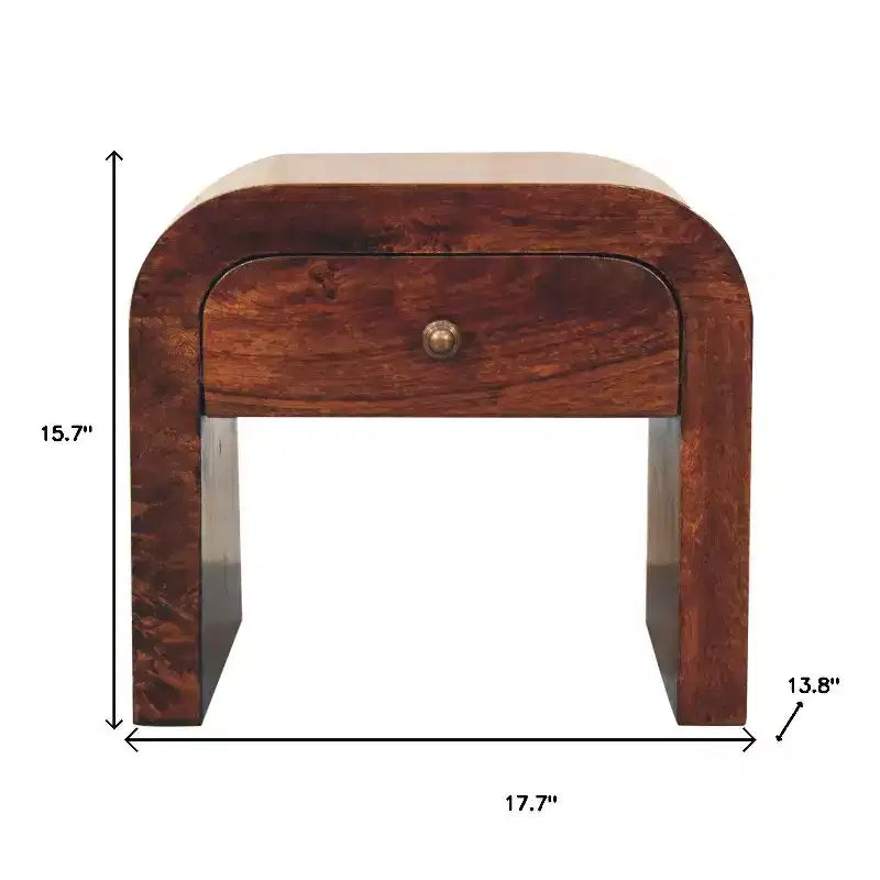 Table de chevet à un tiroir en noyer massif de 16 po