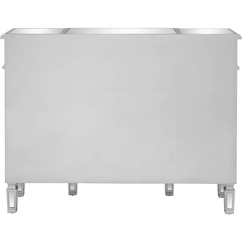 Console miroir, buffet/commode/meuble TV moderne avec 3 tiroirs et 4 portes (argent, 122 L x 35,5 l x 91,5 H cm)