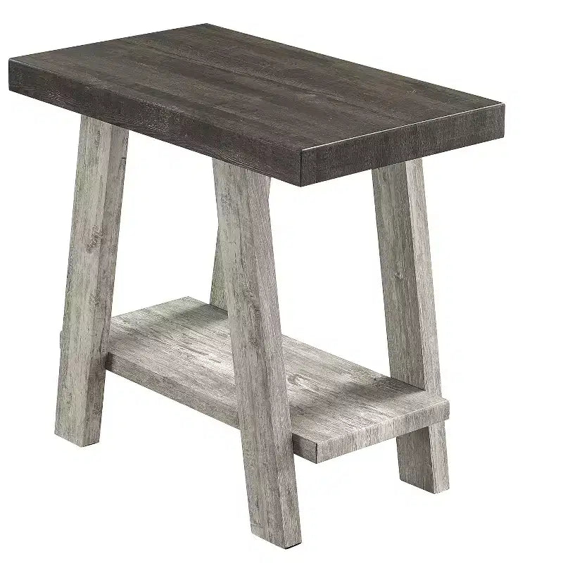 Table d'appoint contemporaine en bois avec étagère, gris
